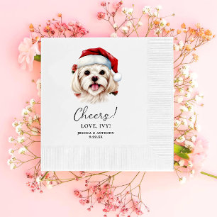 Christmas Maltese Dog Personalized Cheers Napkins