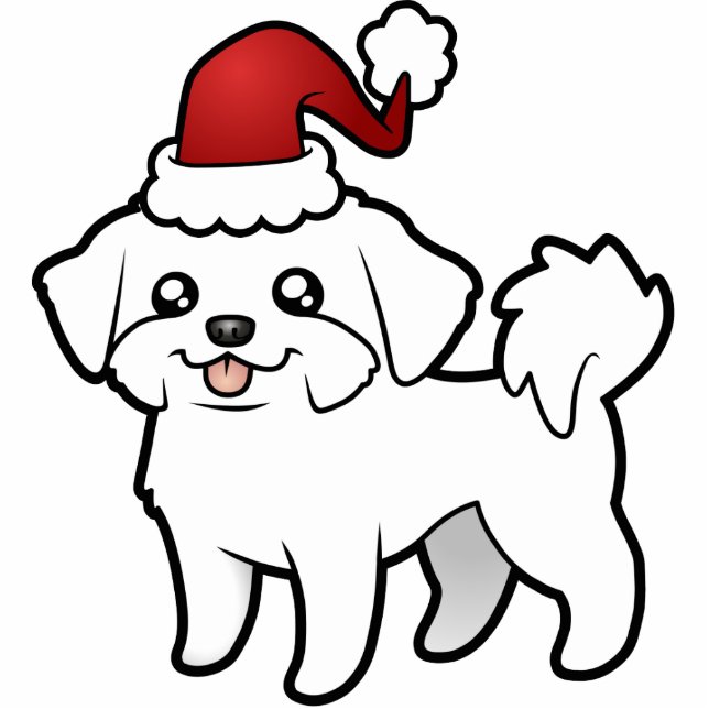 Christmas Maltese Ornament (puppy cut) (Front)