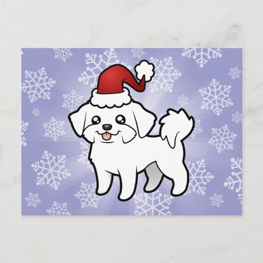 Christmas Maltese (puppy cut) Holiday Postcard