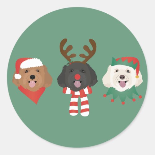 Christmas Maltipoo Dogs Classic Round Sticker
