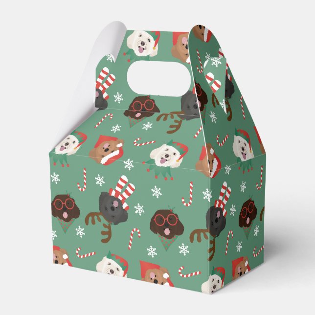 Christmas Maltipoo Dogs Favor Boxes (Front Side)