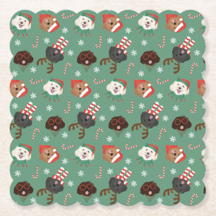 Christmas Maltipoo Dogs Paper Coaster