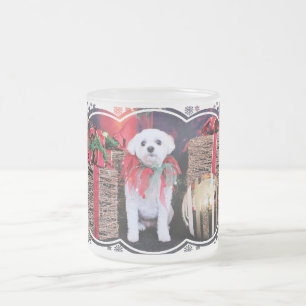 Christmas - MaltiPoo - Taz Frosted Glass Coffee Mug