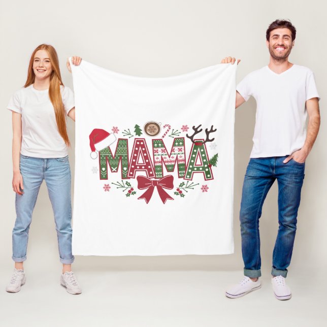 Christmas Mama Coquette Bow Mama Claus Tree Cake  Fleece Blanket (In Situ)