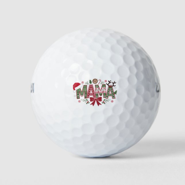 Christmas Mama Coquette Bow Mama Claus Tree Cake  Golf Balls (Front)