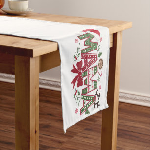 Christmas Mama Coquette Bow Mama Claus Tree Cake  Short Table Runner