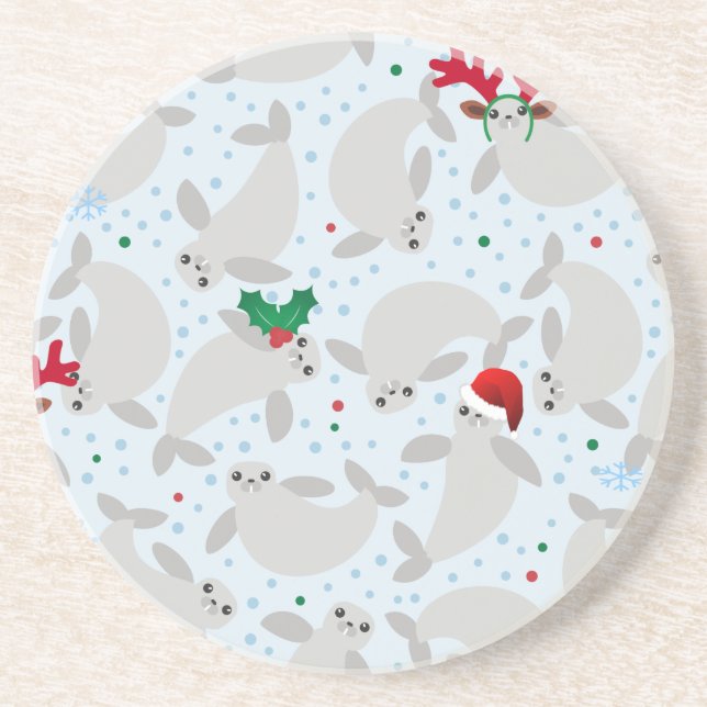 christmas manatee coaster (Front)