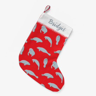 Christmas Manatee Cute Personalised Small Christmas Stocking
