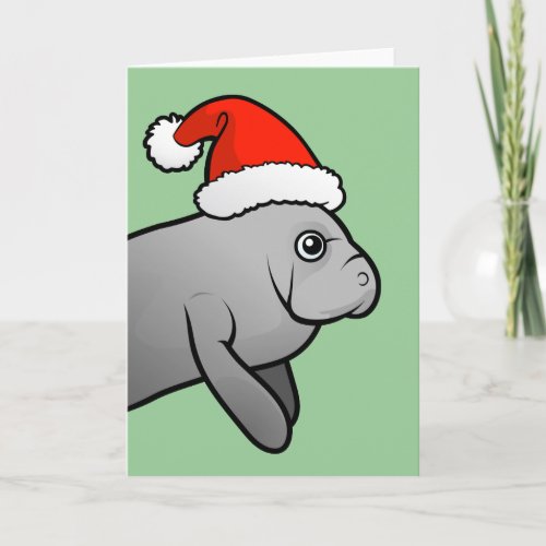 Christmas Manatee Santa Holiday Card