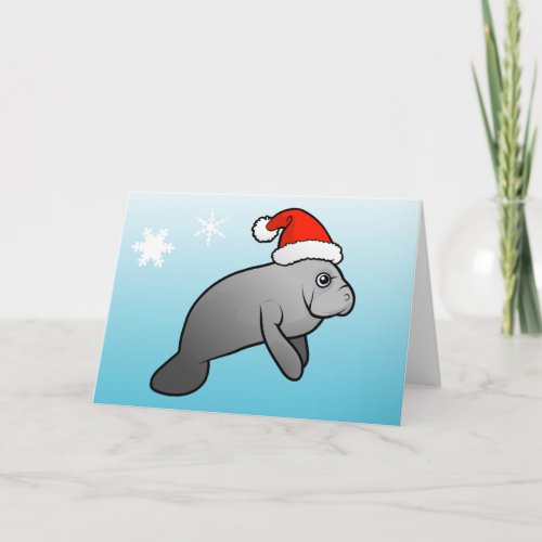 Christmas Manatee Santa Holiday Card