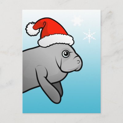 manatee with santa hat