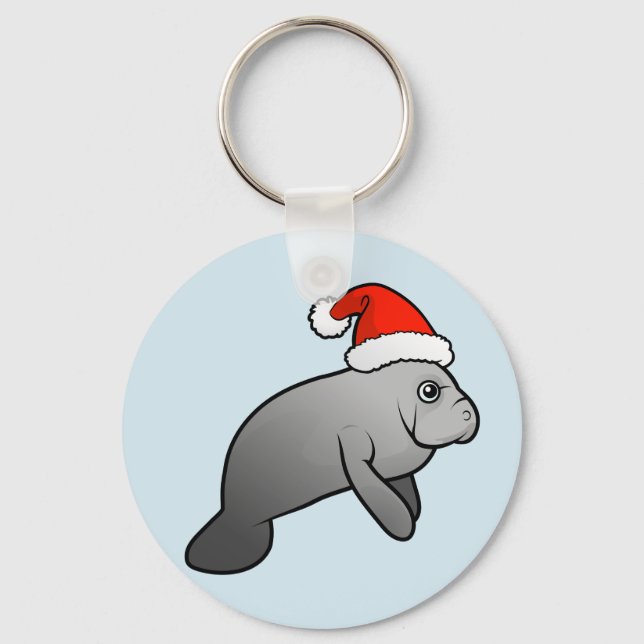 Christmas Manatee Santa Keychain (Front)
