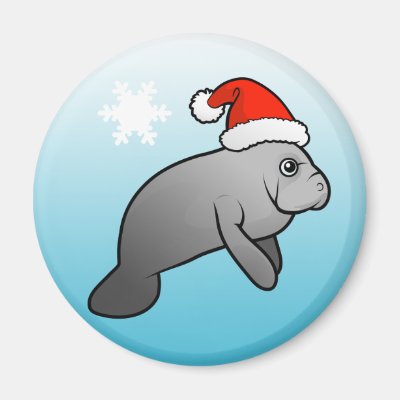 Christmas Manatee Santa Magnet