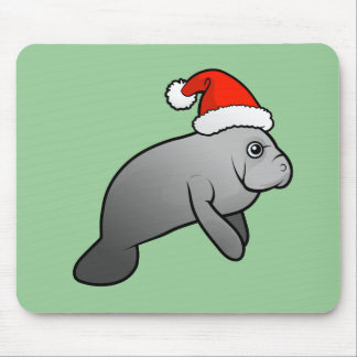 Christmas Manatee Santa Mouse Pad