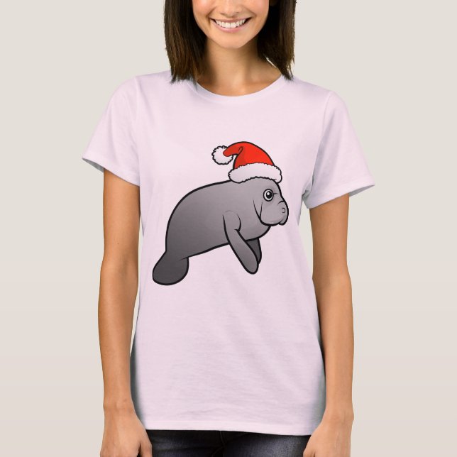 Christmas Manatee Santa T-Shirt (Front)