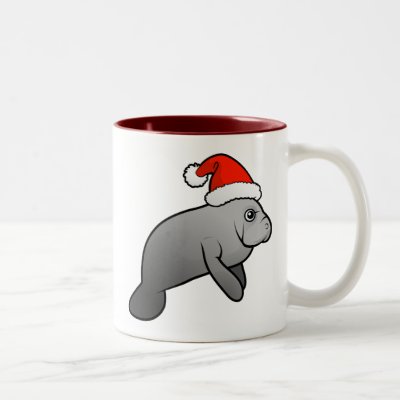 Christmas Manatee Santa Two-Tone Coffee Mug