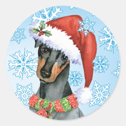 Christmas Manchester Terrier Classic Round Sticker