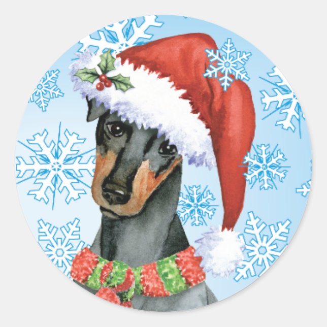 Christmas Manchester Terrier Classic Round Sticker (Front)