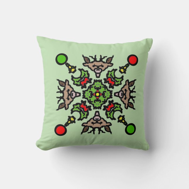 Christmas Mandala Pattern Throw Pillow (Front)