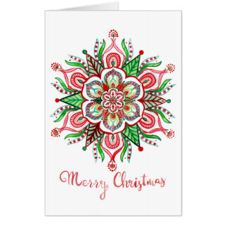 Christmas Mandala Snowflake Holiday Greeting Card