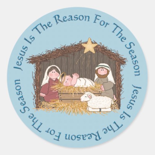 Christmas Manger  Jesus Reason Classic Round Sticker