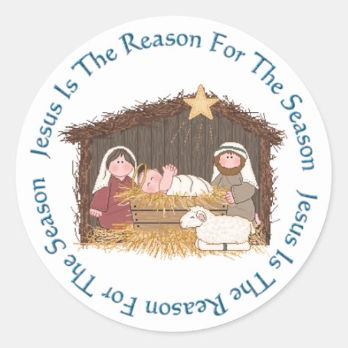 Christmas Manger  Jesus Reason Classic Round Sticker