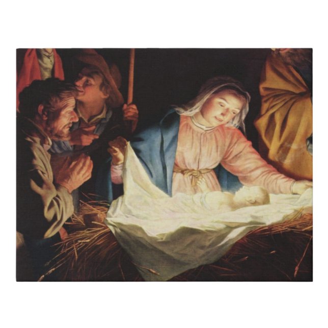 Christmas Manger Scene Faux Canvas Print (Front)