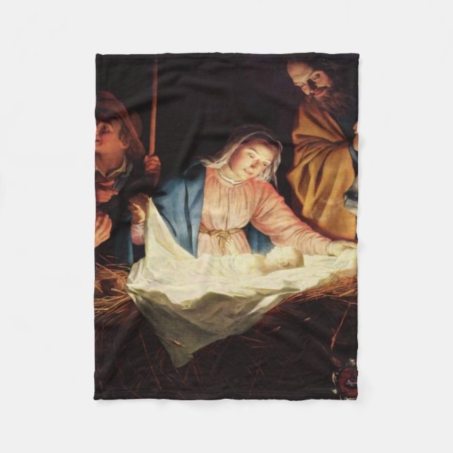 Christmas Manger Scene Fleece Blanket (Front)