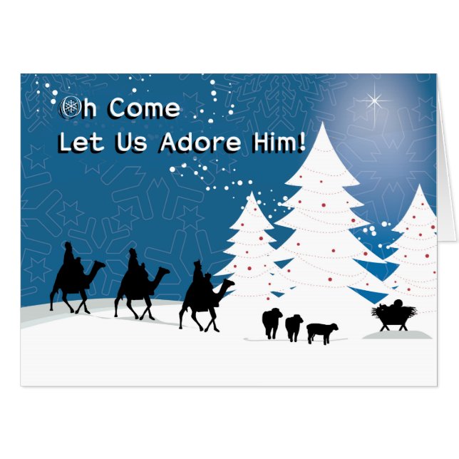 Christmas Manger Scene, Wise Men Star Card (Front Horizontal)