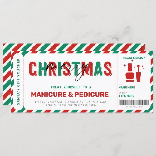 Christmas Manicure Pedicure Gift Voucher Mani Pedi