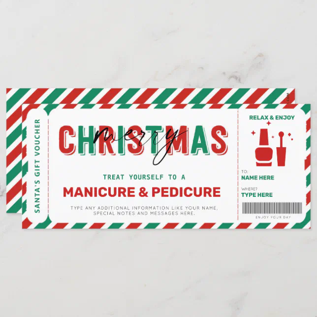 Christmas Manicure Pedicure Gift Voucher Mani Pedi | Zazzle christmas-manicure-pedicure-gift-voucher-mani-pedi-zazzle