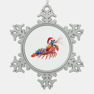 Christmas Mantis Shrimp Odontodactylus Colorful Snowflake Pewter Christmas Ornament