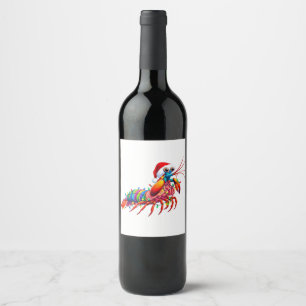 Christmas Mantis Shrimp Odontodactylus Colorful Wine Label