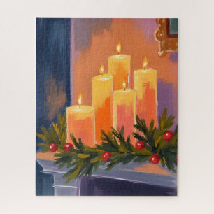 Christmas Mantle Candles Garland Jigsaw Puzzle