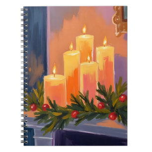 Christmas Mantle Candles Garland Notebook
