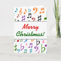 Christmas; Many Colorful Music Notes and Symbols