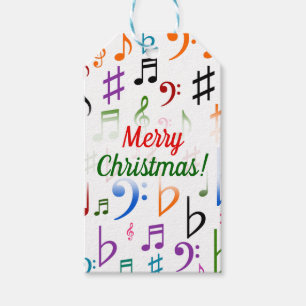Christmas; Many Colorful Music Notes and Symbols Gift Tags