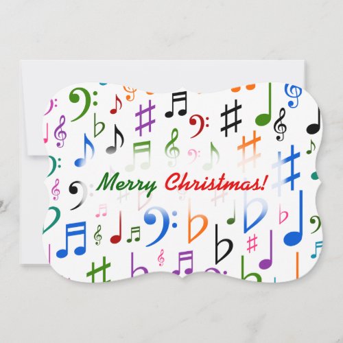 Christmas Many Colorful Music Notes and Symbols Invitation