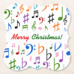 [ Thumbnail: Christmas; Many Colorful Music Notes and Symbols Paper Coaster ]