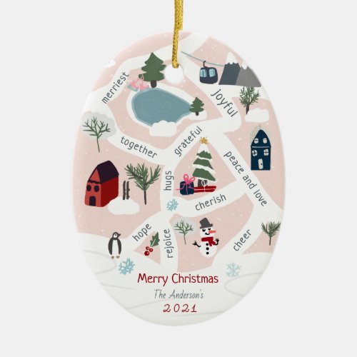 Christmas map story telling illustrations photo ceramic ornament