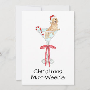 Christmas Mar-Weenie Dachshund Dog Watercolor Holiday Card