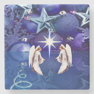 Christmas Marble Stone Coaster, Christmas Angel Stone Coaster