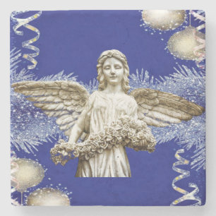 Christmas Marble Stone Coaster, Christmas Angel Stone Coaster