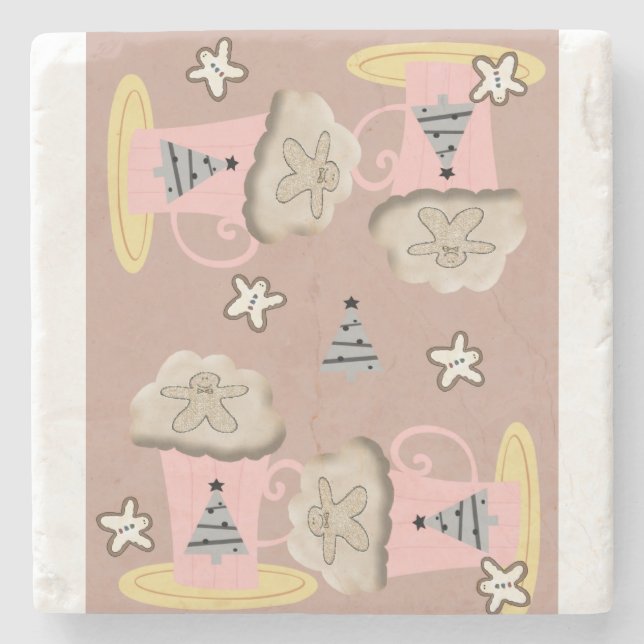 Christmas Marble Stone Coaster, Coffee Cappuccino  Coaster (Front)