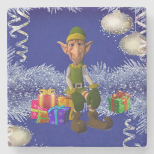 Christmas Marble Stone Coaster, Elf Coaster