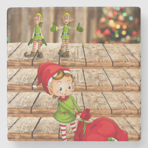 Christmas Marble Stone Coaster, Elf Coaster