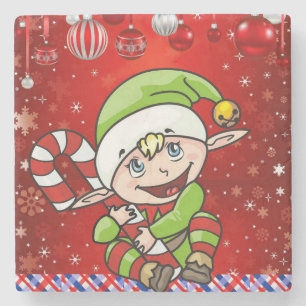 Christmas Marble Stone Coaster, Elf Coaster