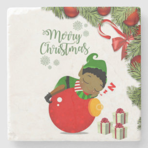 Christmas Marble Stone Coaster, Elf Coaster