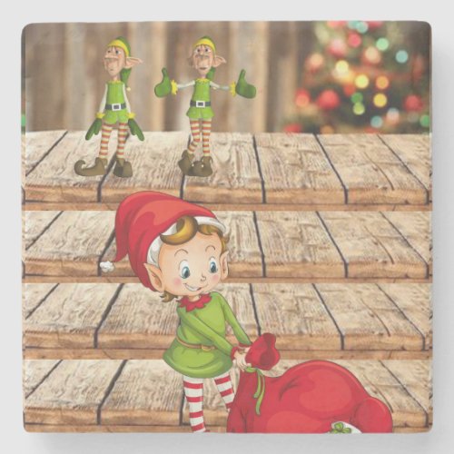 Christmas Marble Stone Coaster Elf Stone Coaster