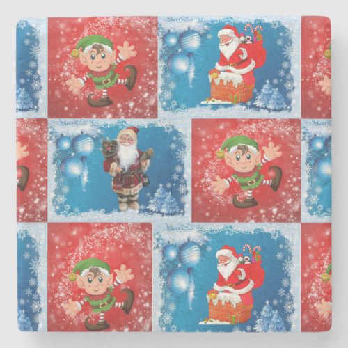 Christmas Marble Stone Coaster Elf Stone Coaster